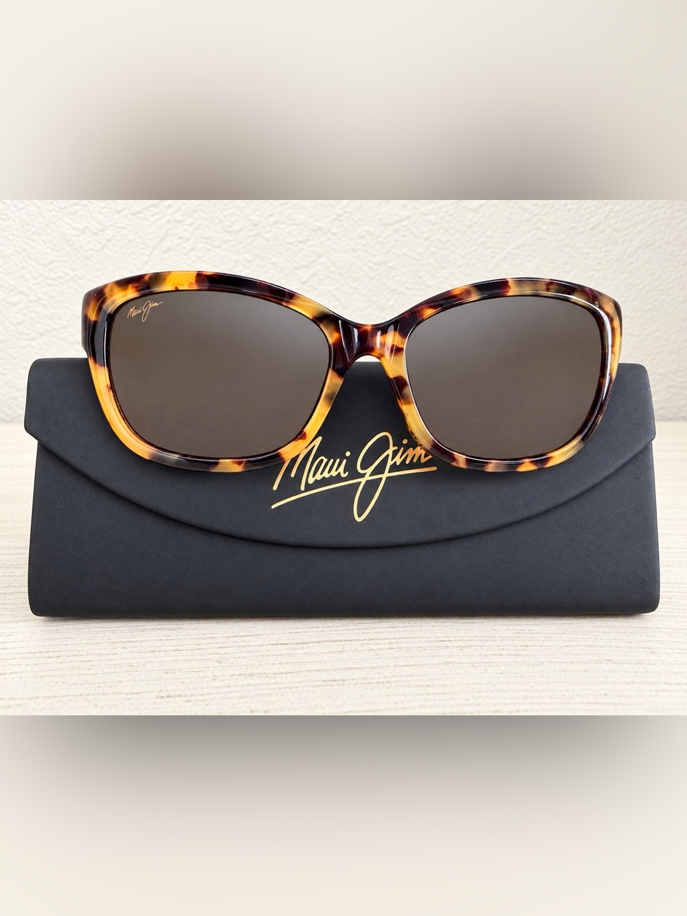 EUC Maui Jim Women’s Plumeria Tortoiseshell Cat Eye Sunglasses - Brown Lenses